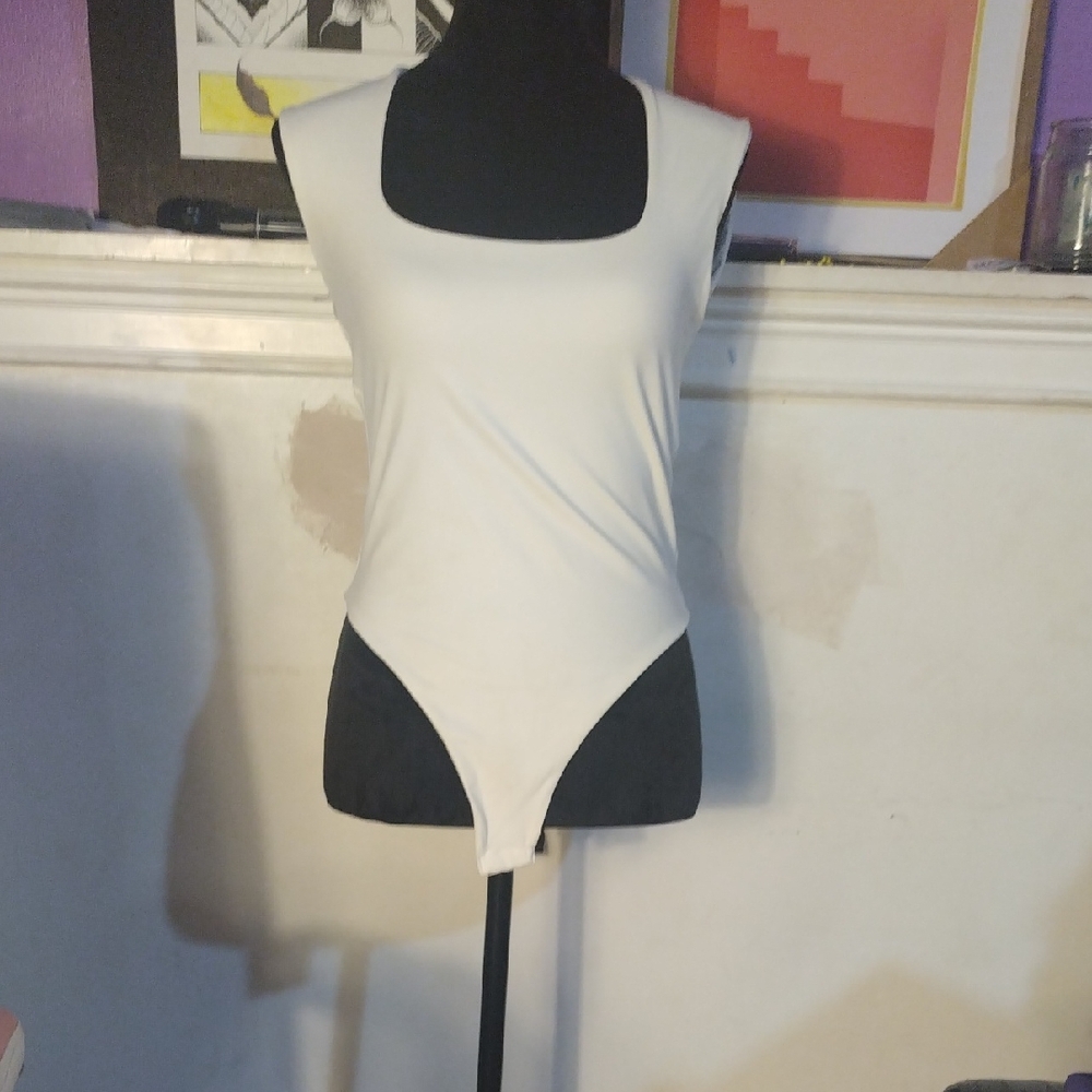 White Fitted Asymmetrical Bodysuit